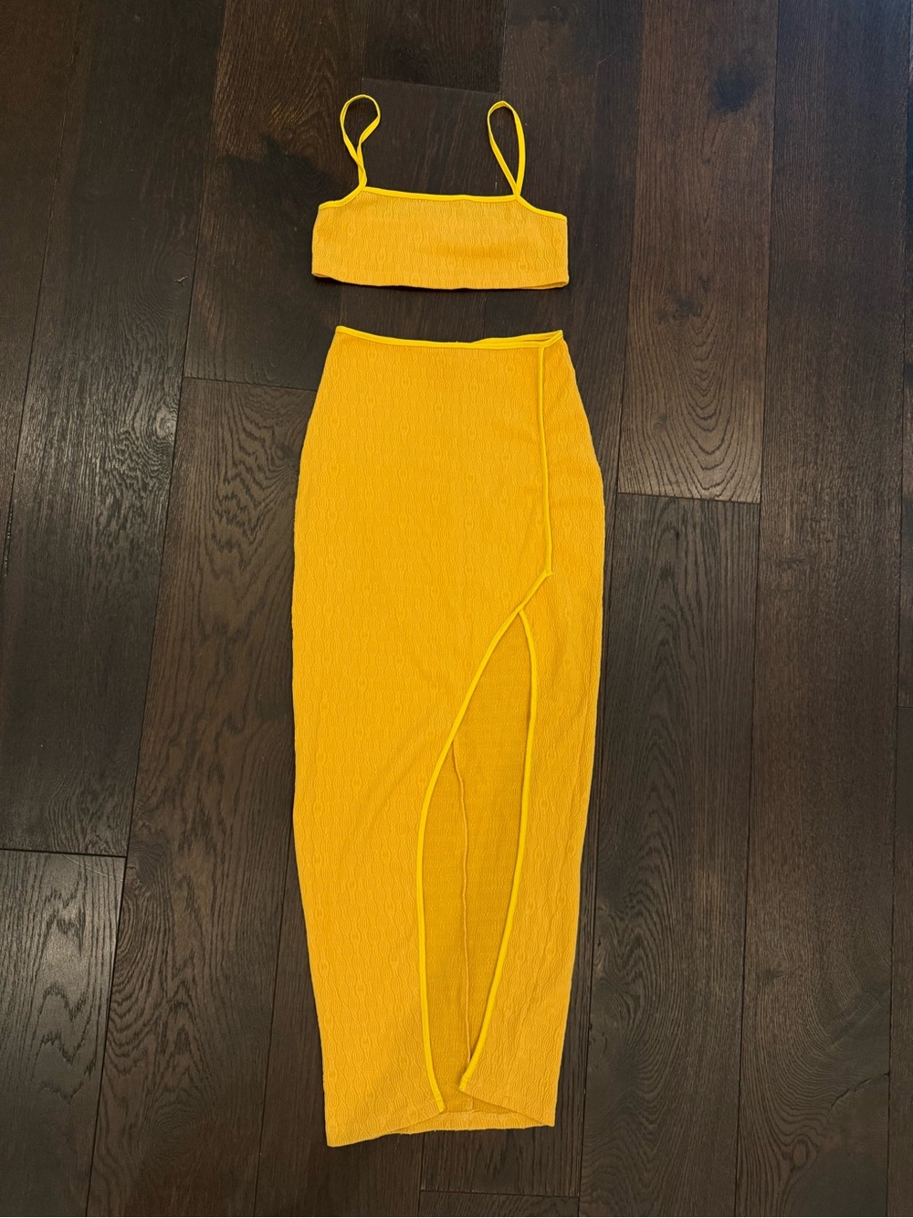 Cider Bright Yellow Maxi Skirt with Side Slit